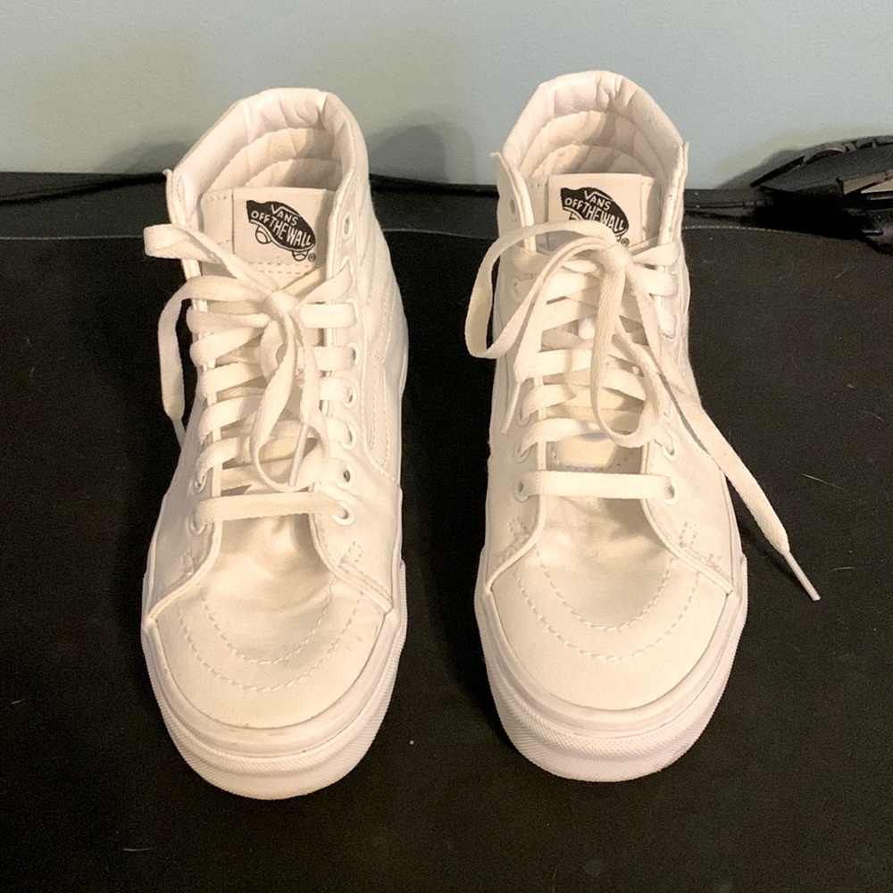White Vans high top size kids mens/youth 4.5 girls 6.5